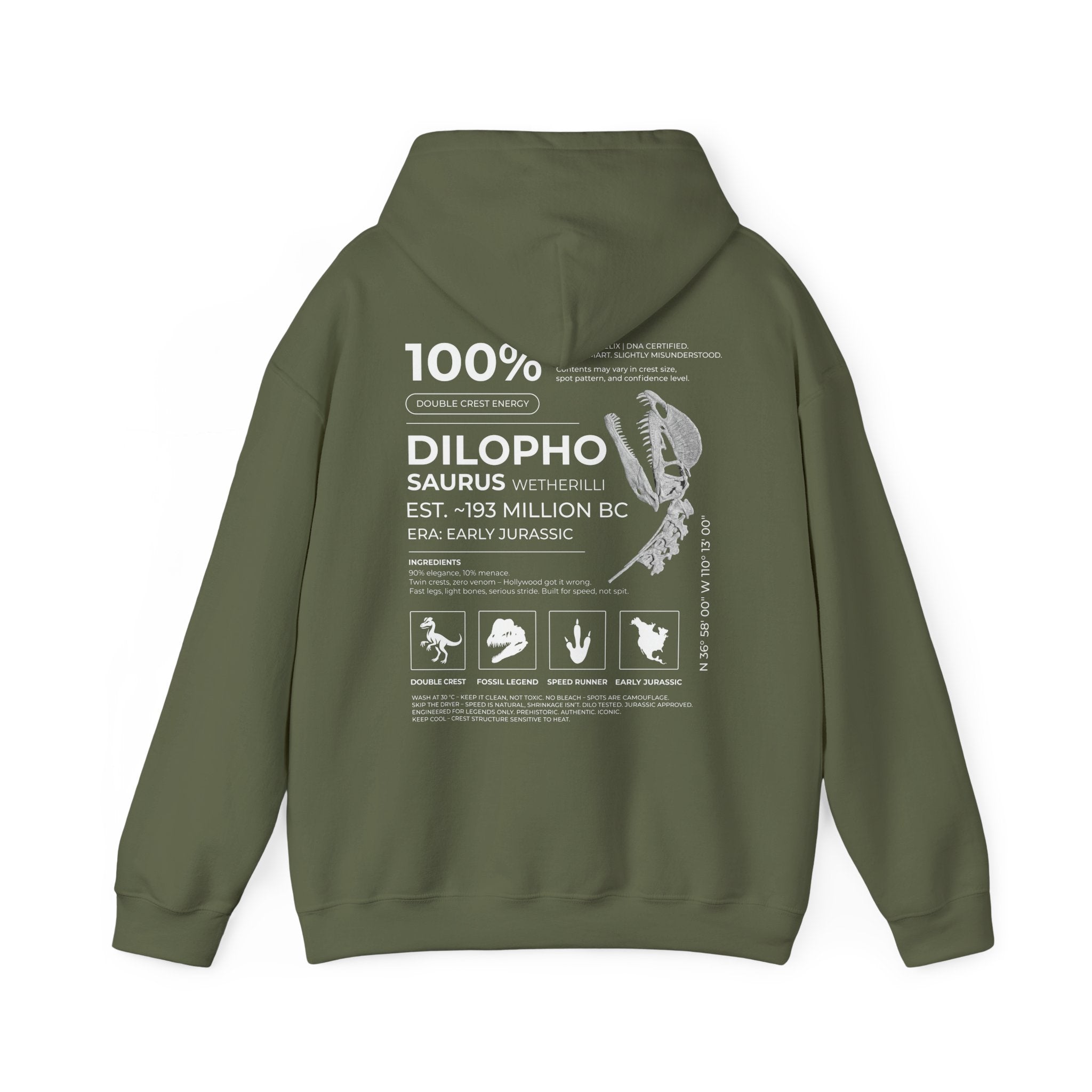 Dilophosaurus 100% Hoodie | RAW DATA SERIES
