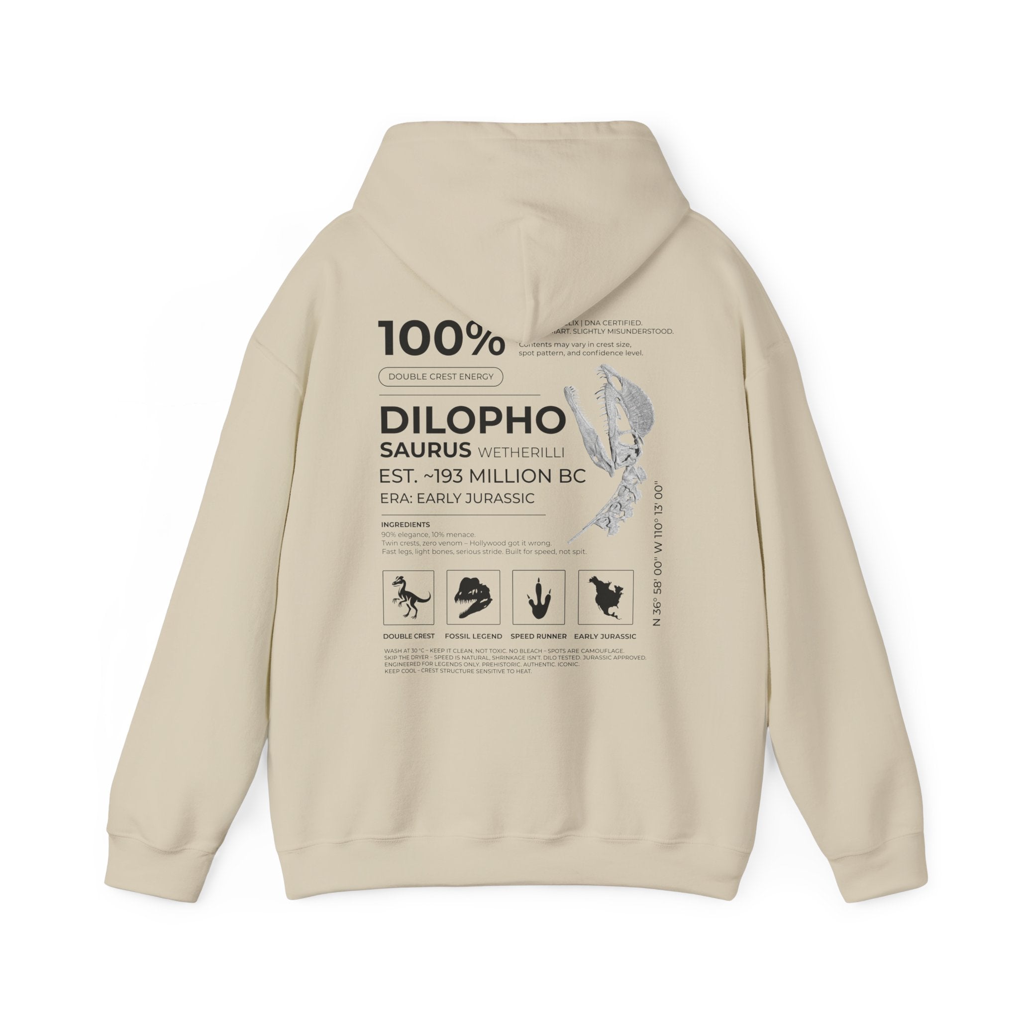 Dilophosaurus 100% Hoodie | RAW DATA SERIES