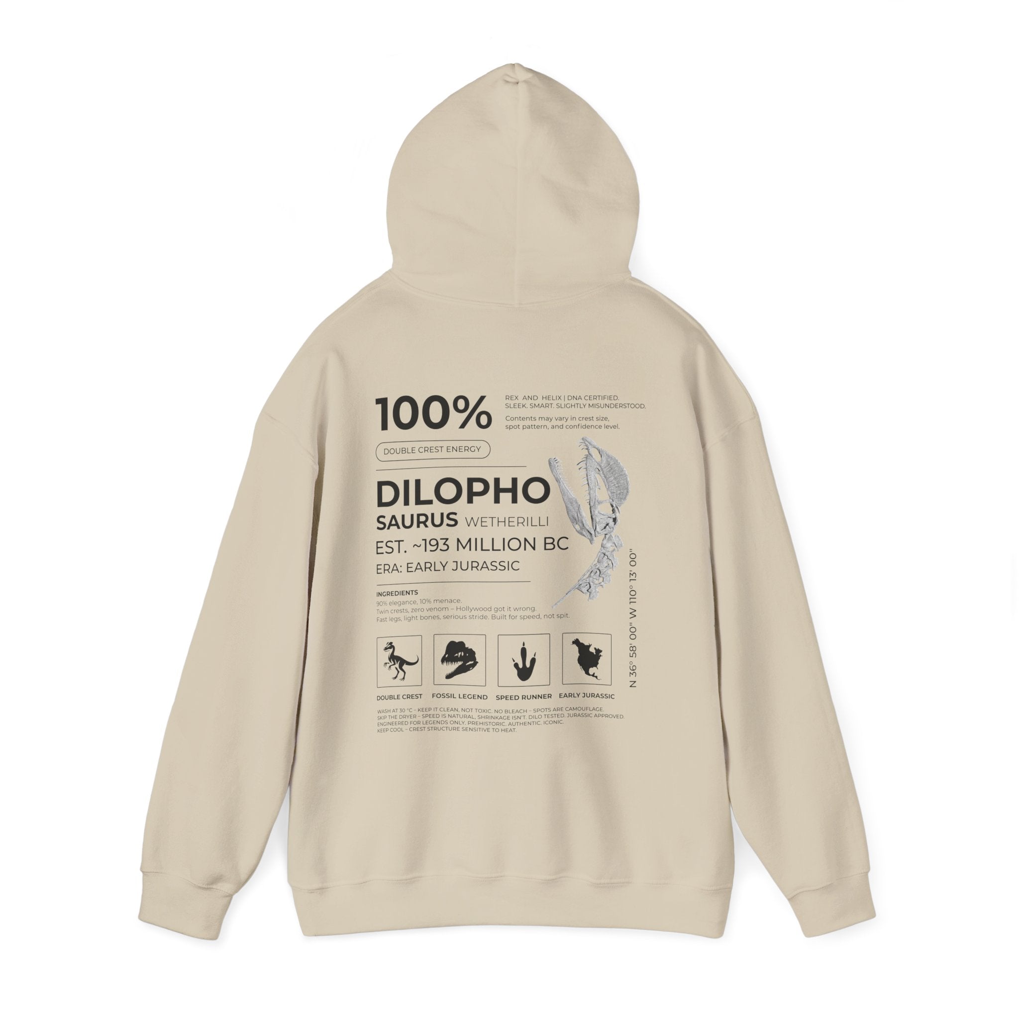 Dilophosaurus 100% Hoodie | RAW DATA SERIES