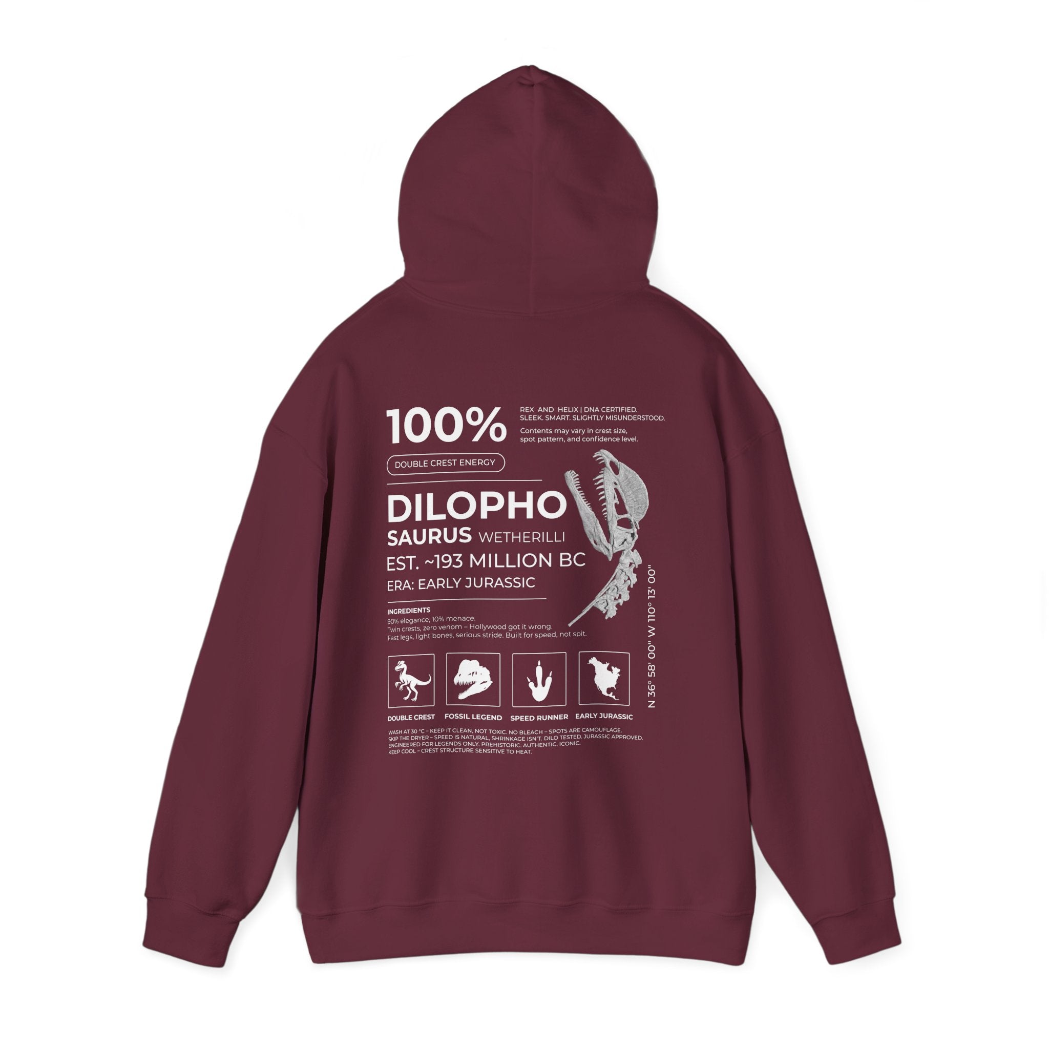 Dilophosaurus 100% Hoodie | RAW DATA SERIES