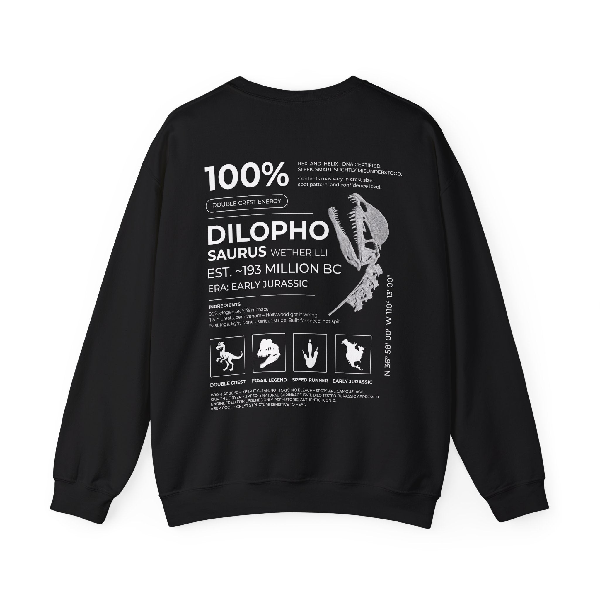 Dilophosaurus 100% Sweatshirt | RAW DATA SERIES