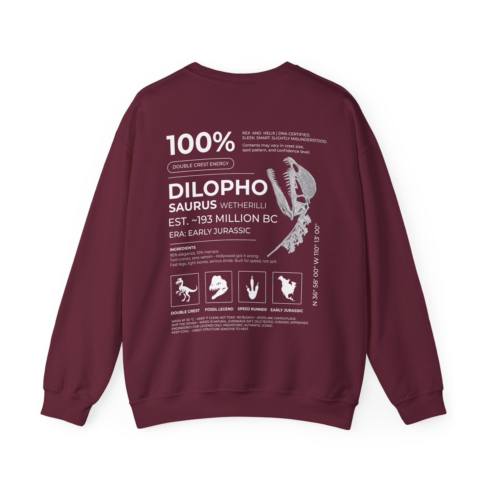 Dilophosaurus 100% Sweatshirt | RAW DATA SERIES