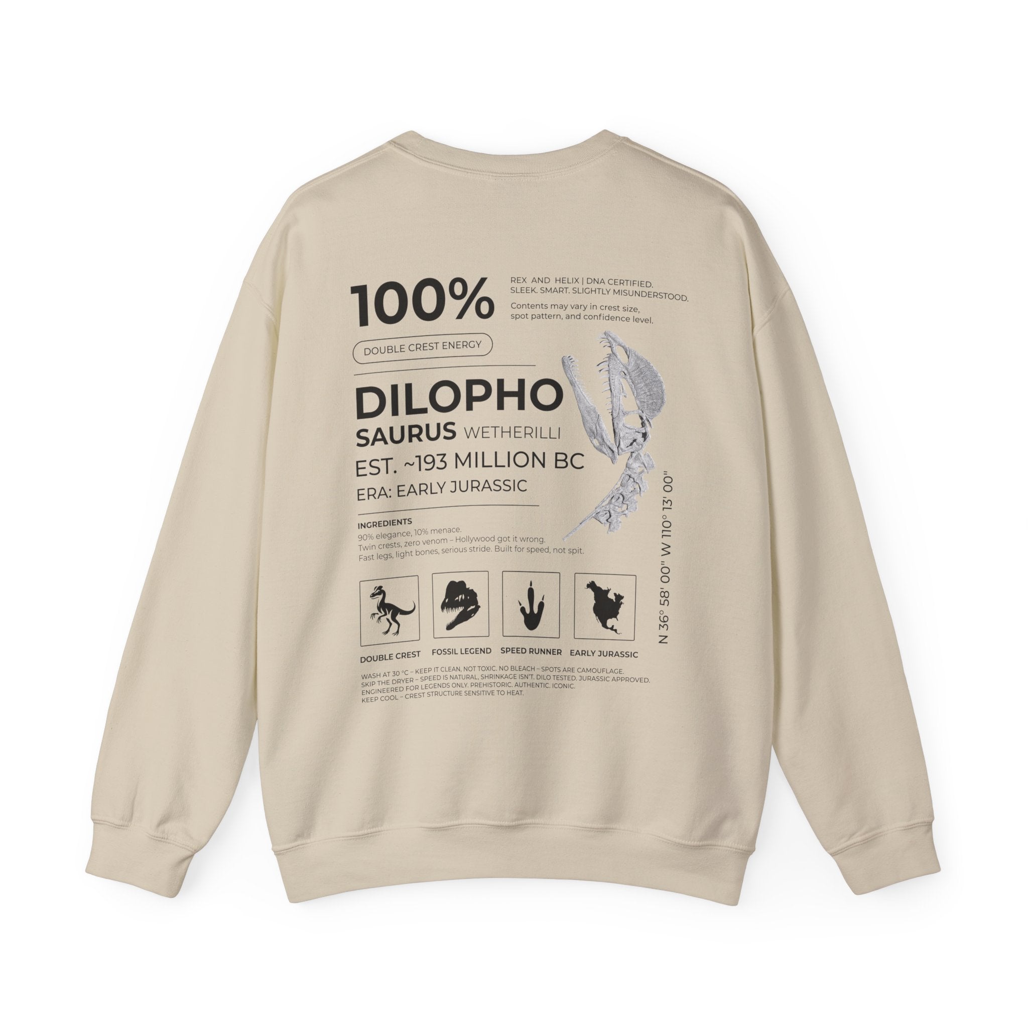 Dilophosaurus 100% Sweatshirt | RAW DATA SERIES