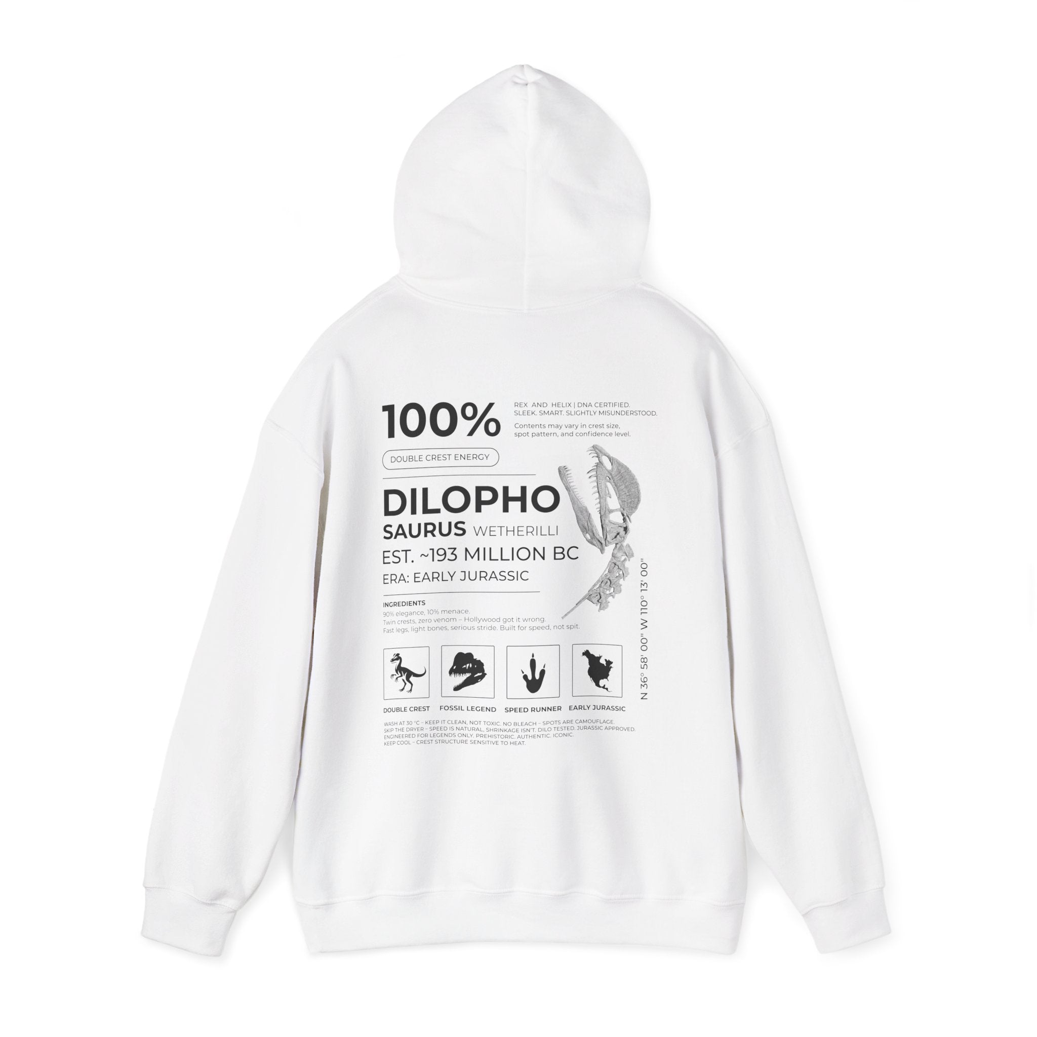 Dilophosaurus 100% Hoodie | RAW DATA SERIES