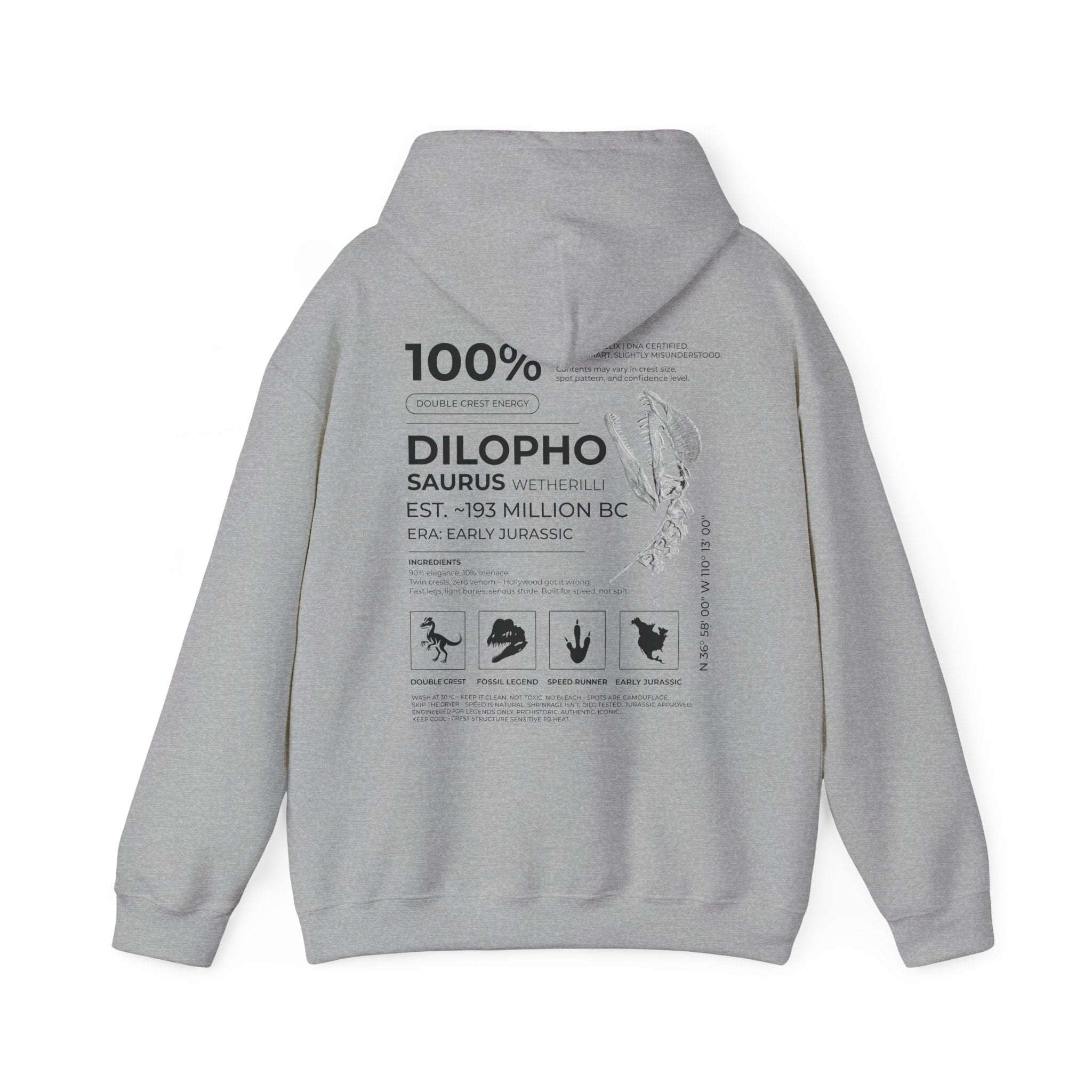 Dilophosaurus 100% Hoodie | RAW DATA SERIES