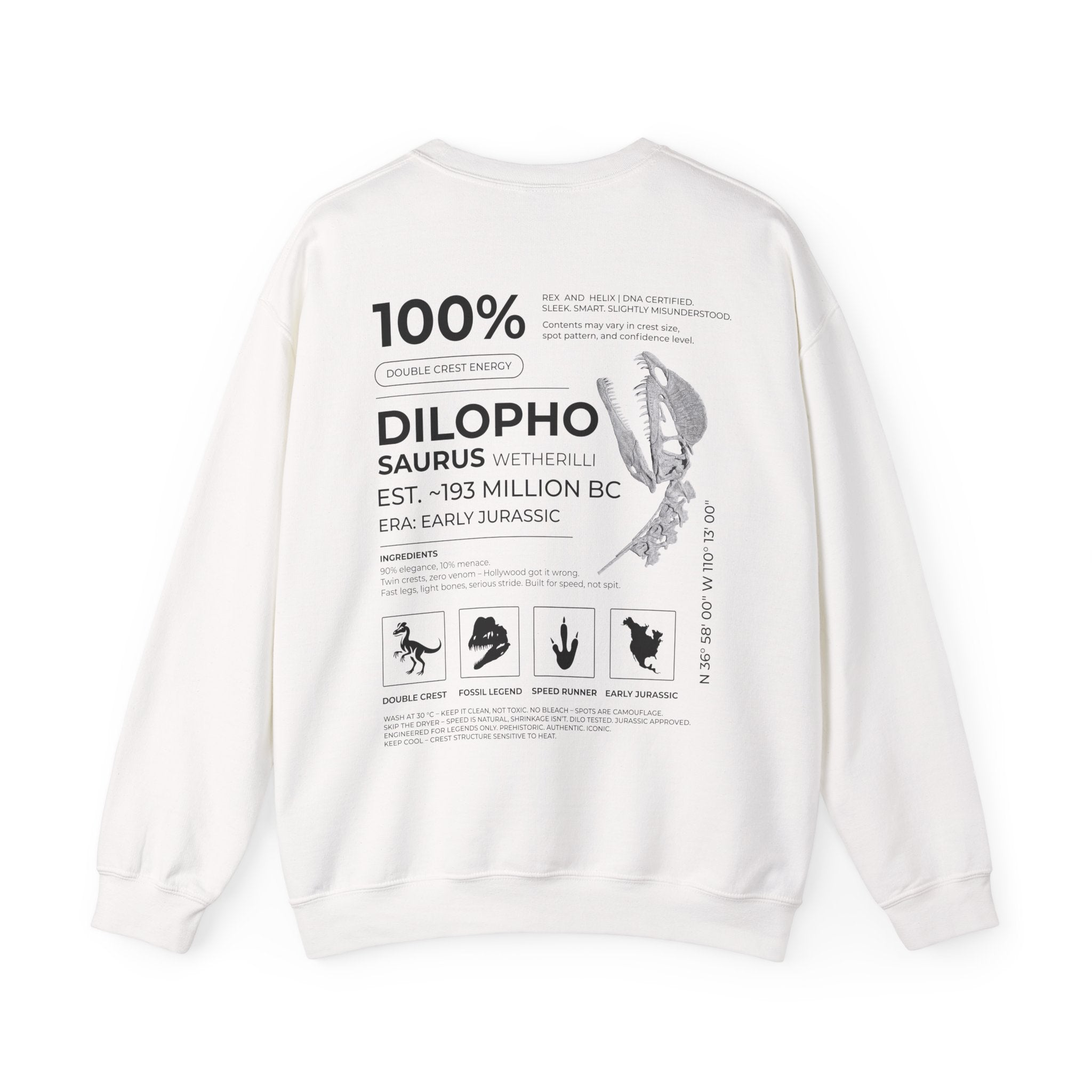 Dilophosaurus 100% Sweatshirt | RAW DATA SERIES