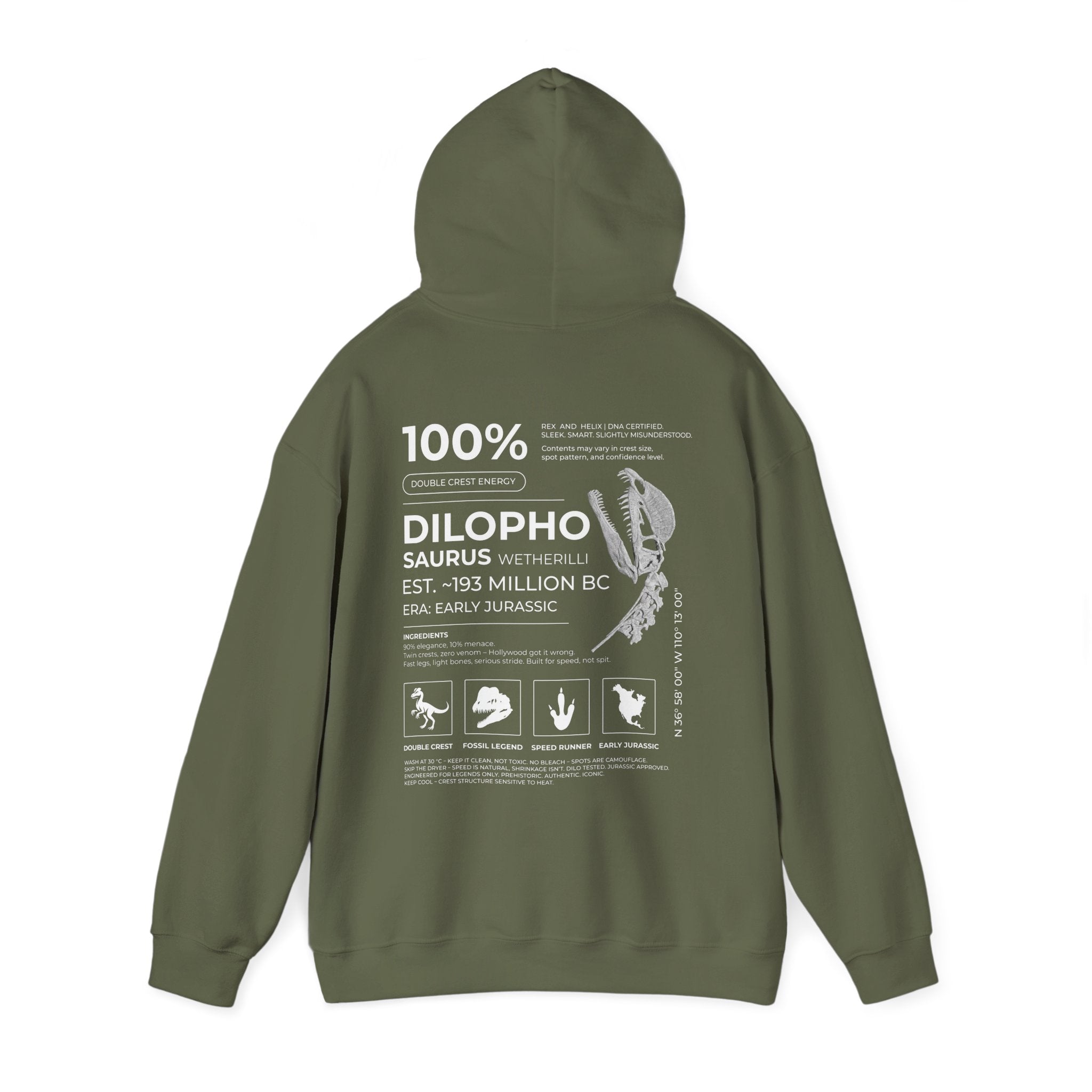 Dilophosaurus 100% Hoodie | RAW DATA SERIES