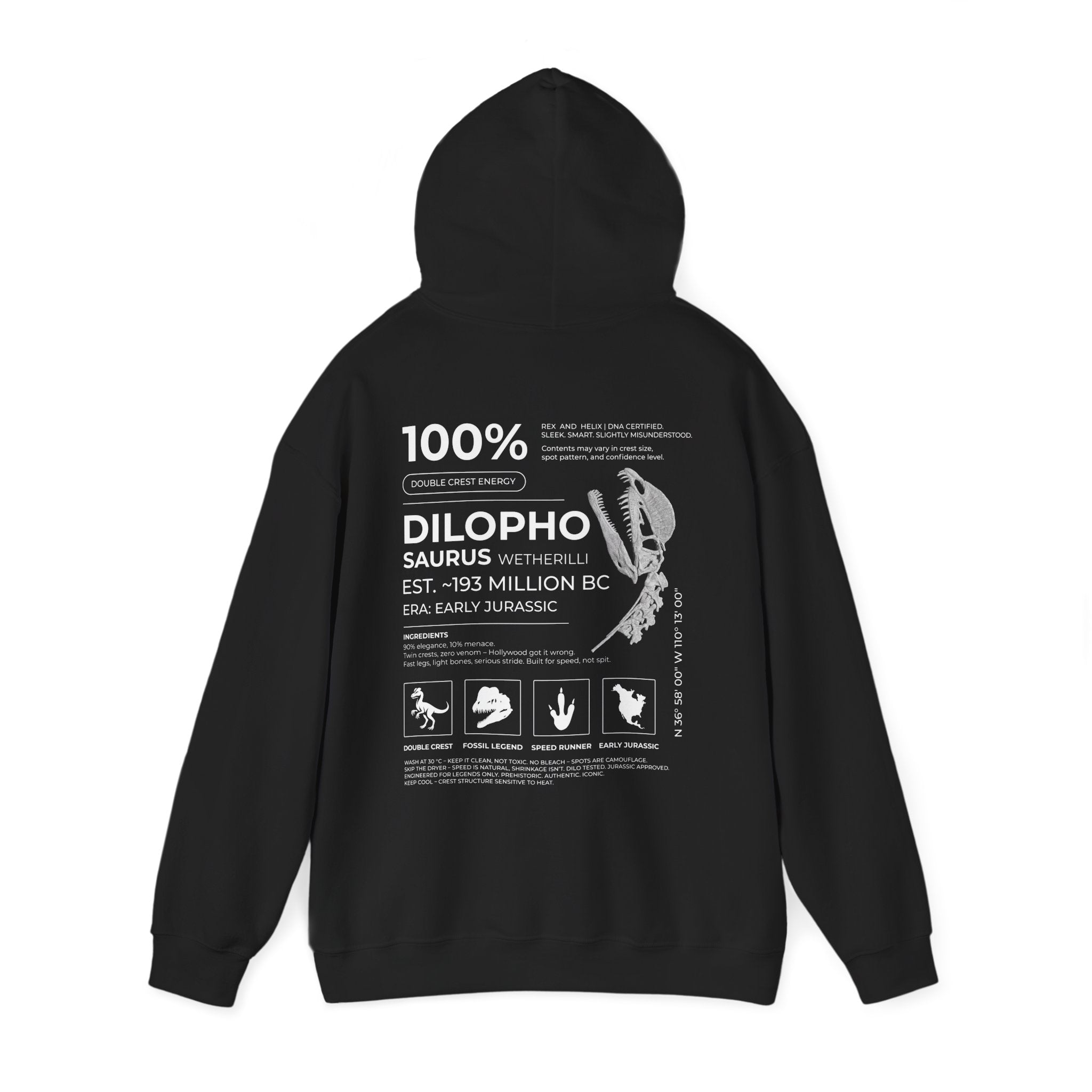 Dilophosaurus 100% Hoodie | RAW DATA SERIES