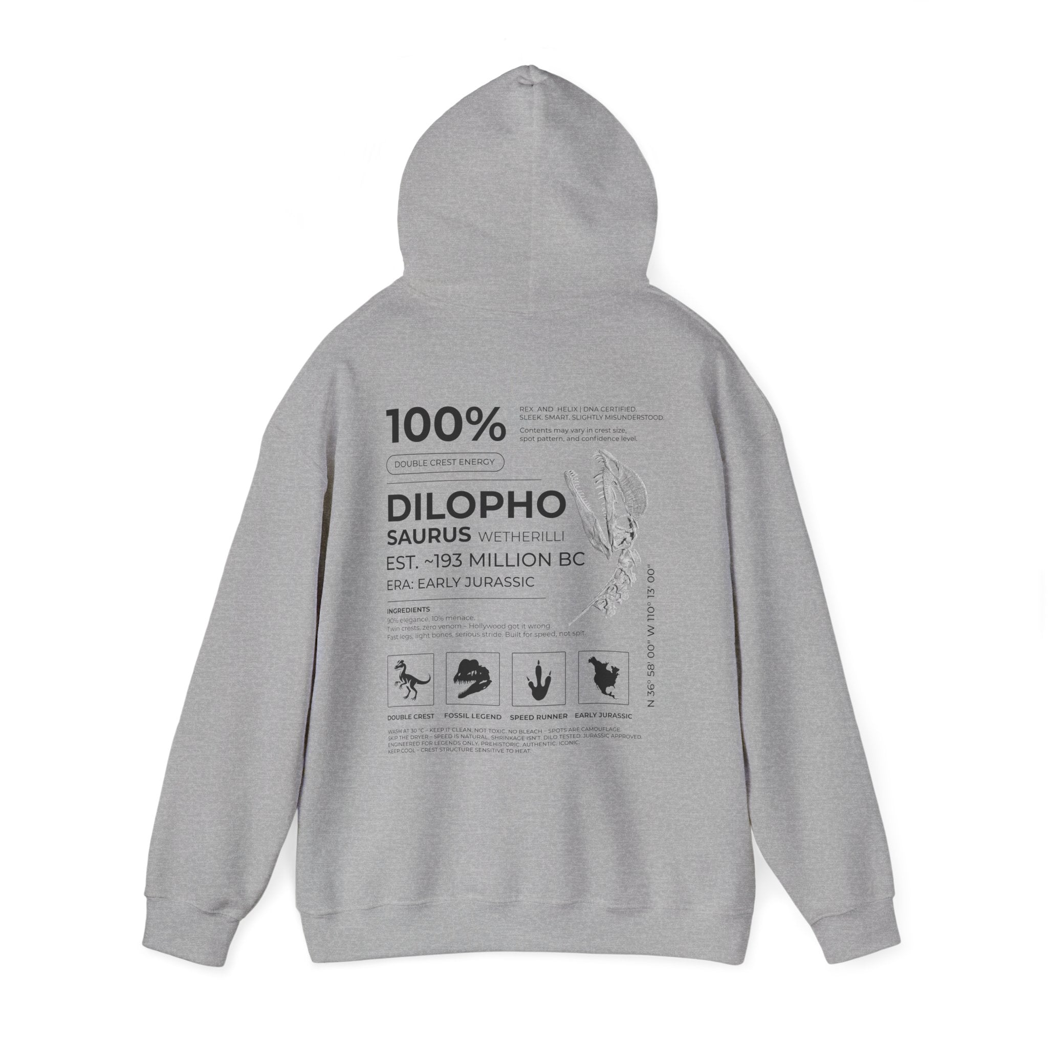 Dilophosaurus 100% Hoodie | RAW DATA SERIES
