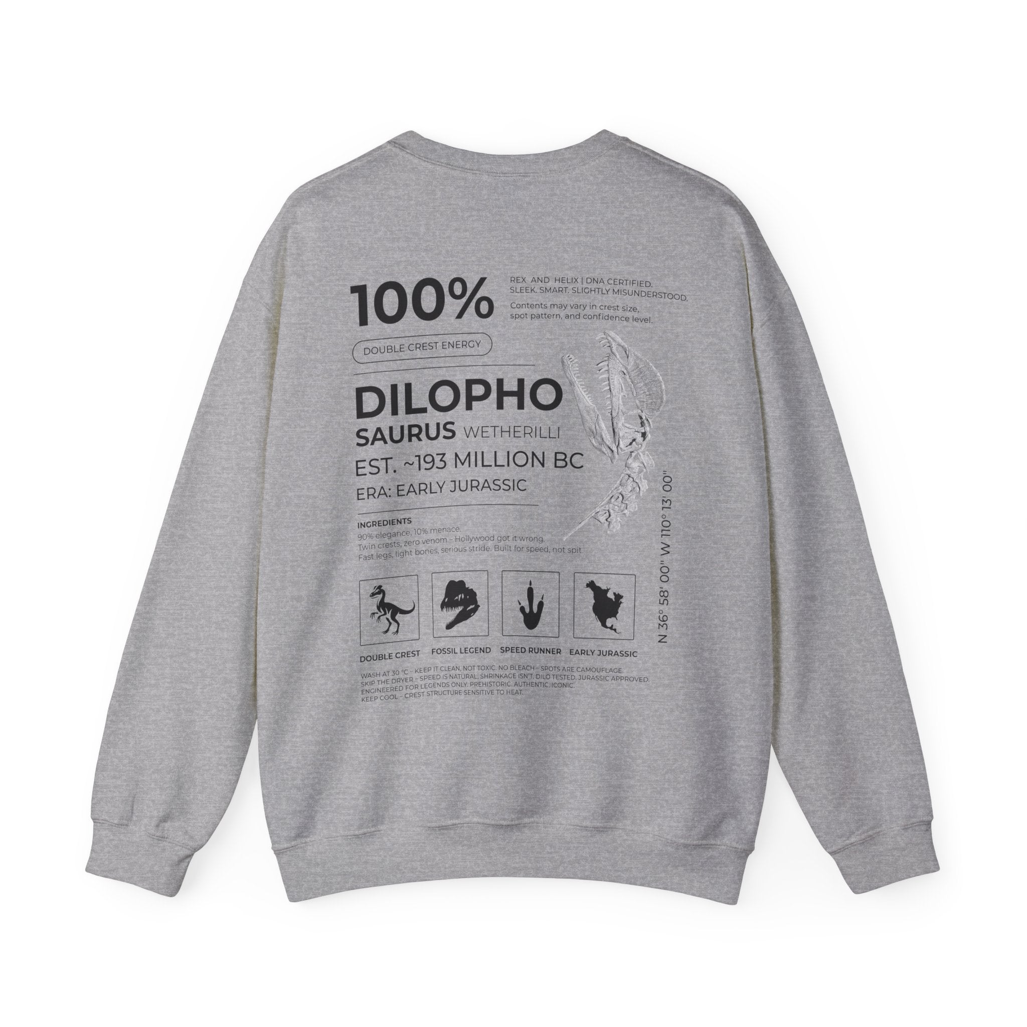 Dilophosaurus 100% Sweatshirt | RAW DATA SERIES